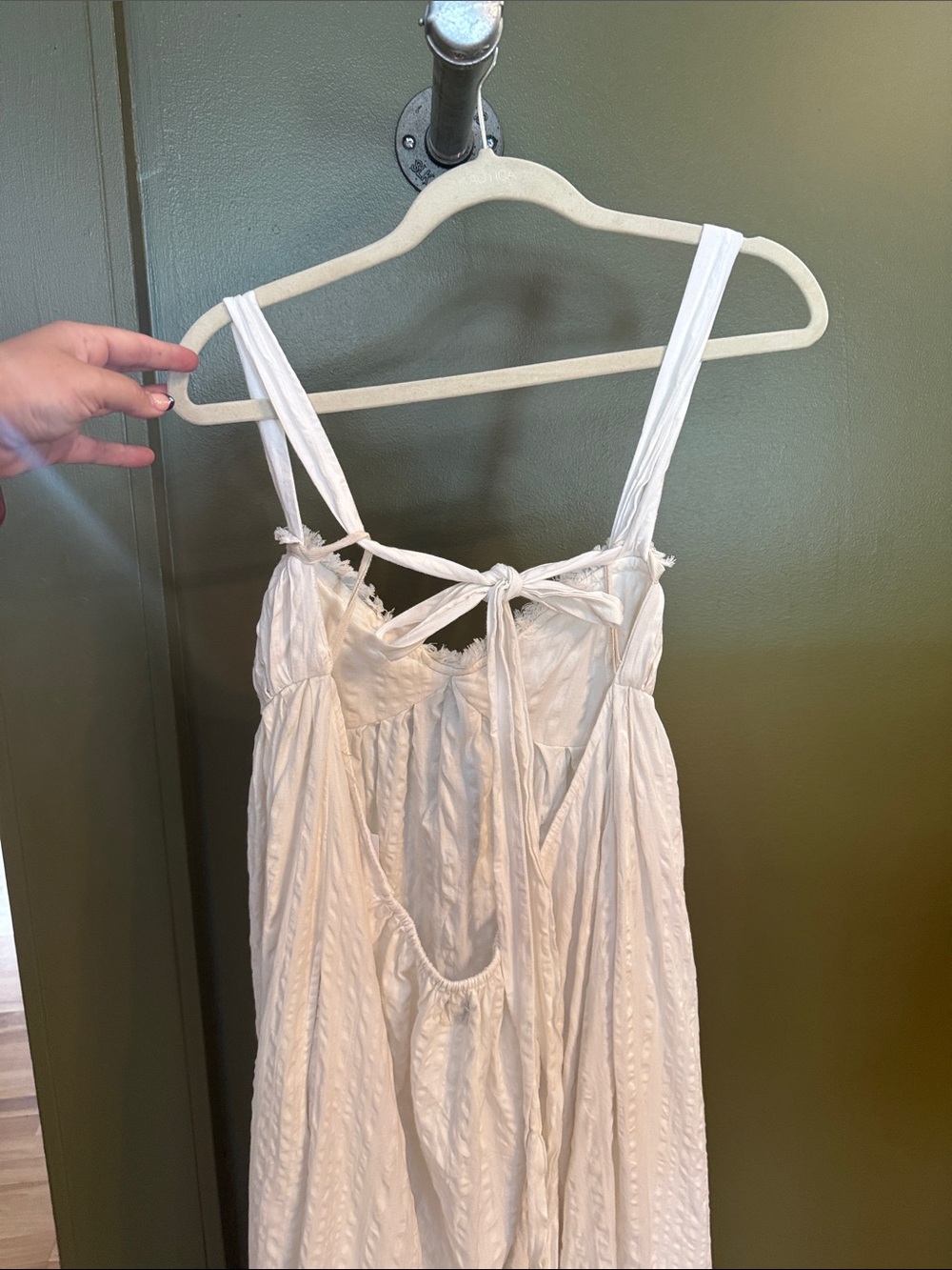 Free People Cream Boho Maxi Dress with Adjustable Straps - Picture 4 of 5